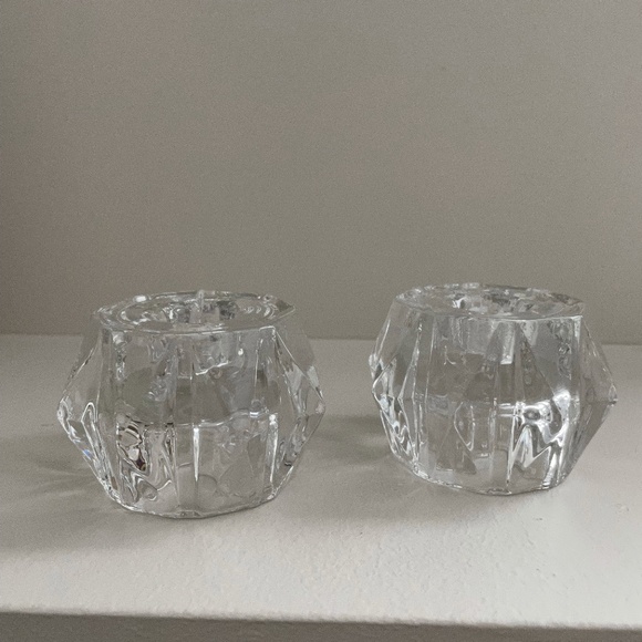 Set Faceted MCM Taper&Tealight Candle Holders - Picture 3 of 3